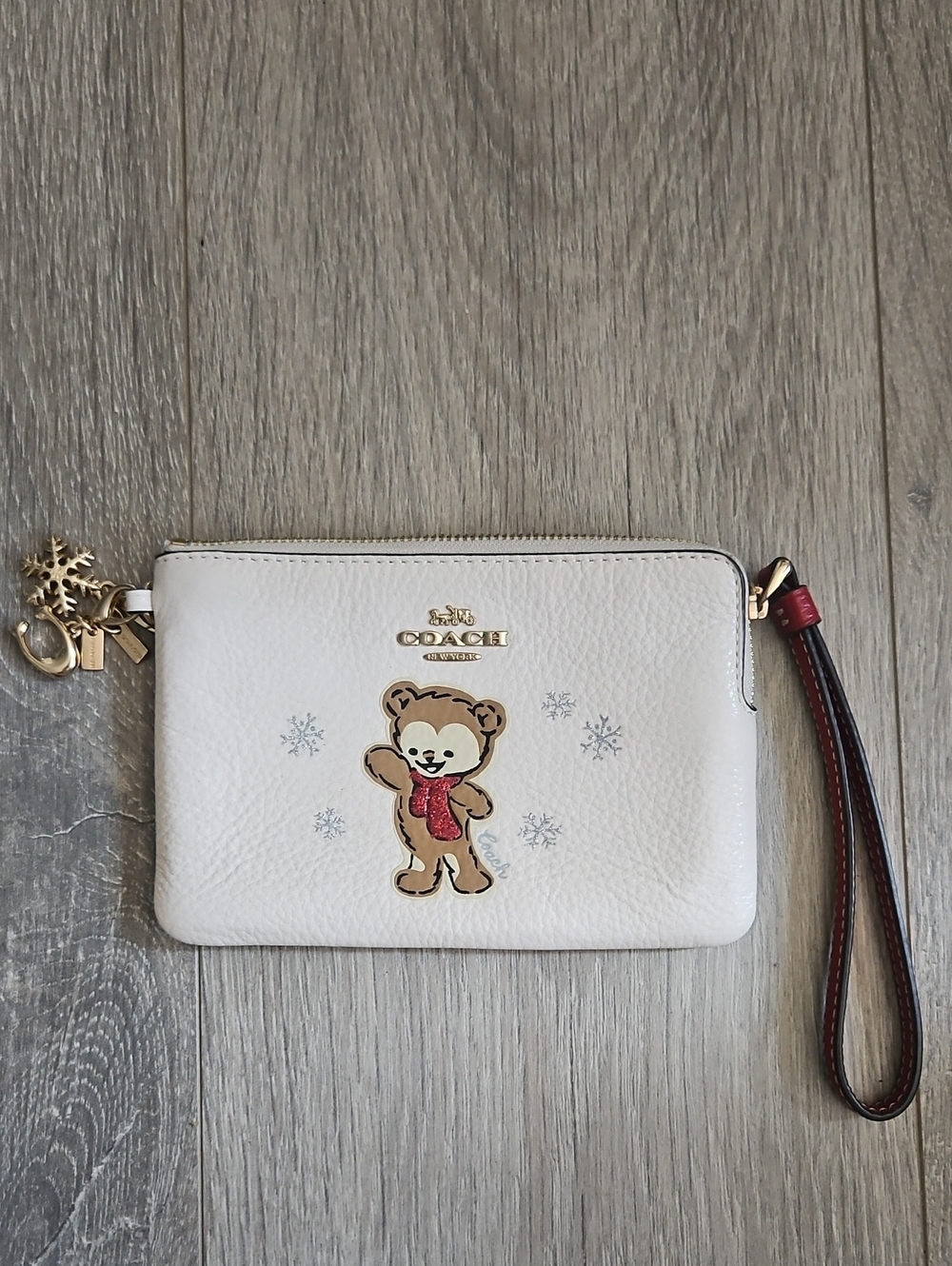 COACH Winter Teddy Bear Wristlet, Limited Edition
